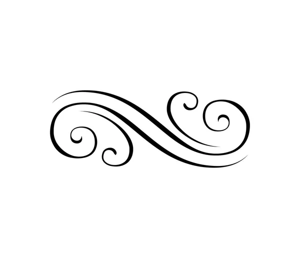 Línea de remolino, filigrana eleente ornamental. Grabado de frontera. Elementos de diseño caligráfico, decoración de página. Vector — Vector de stock