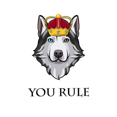 Siberian dış yapraklar Kral. Taç. Köpek Kraliçe. Sen yazı kural. Vektör.