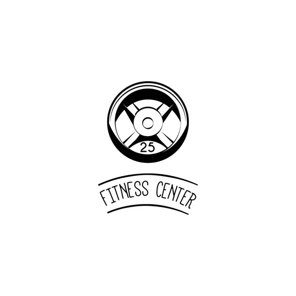 Gewichtsscheibensymbol. Hantelscheibe. Fitness-Center-Logo-Etikett Abzeichen. Sportgeräte. Vektor. — Stockvektor