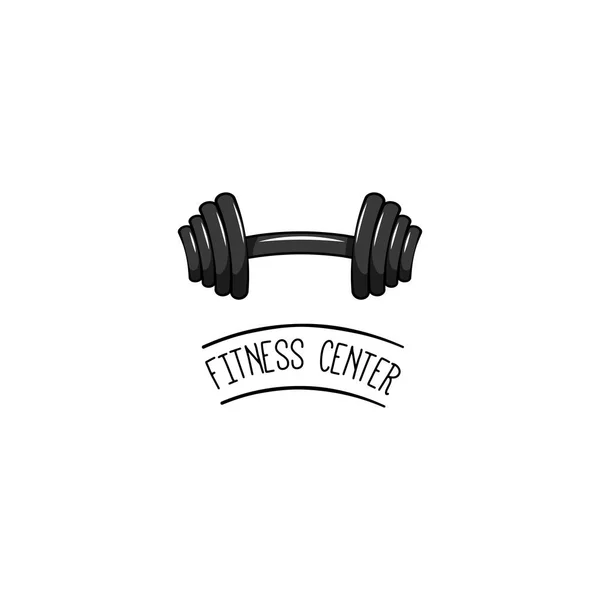 Hantel-ikonen. Sportutrustning. Fitness center logo etikett. Vektor. — Stock vektor