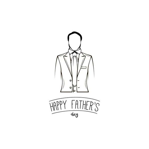 Поздравительная открытка на День отца. Классический мужской костюм, галстук. Костюм. С Днем отца писем. Папа здоровается. Вектор . — стоковый вектор