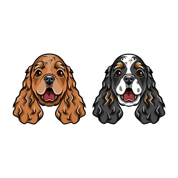 Inglese Cocker Spaniels ritratti. Razza di cane. Due cani. Vettore . — Vettoriale Stock