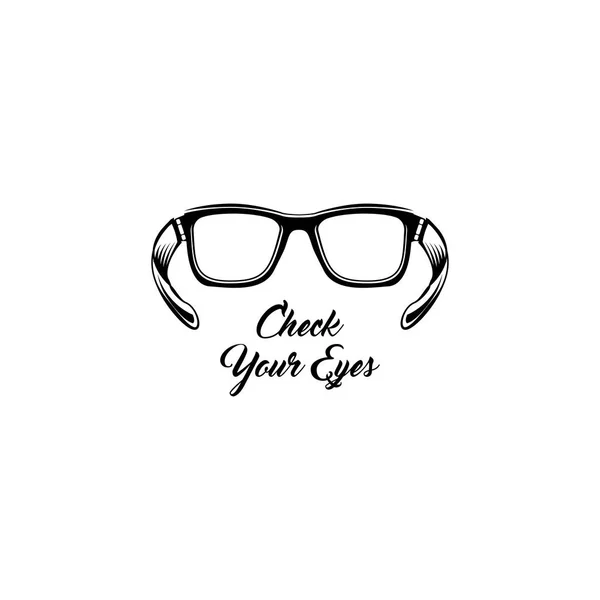 Glasögon-ikonen. Oculist emblem logotyp. Kontrollera dina ögon inskription. Oftalmologi ikonen. Vektor. — Stock vektor