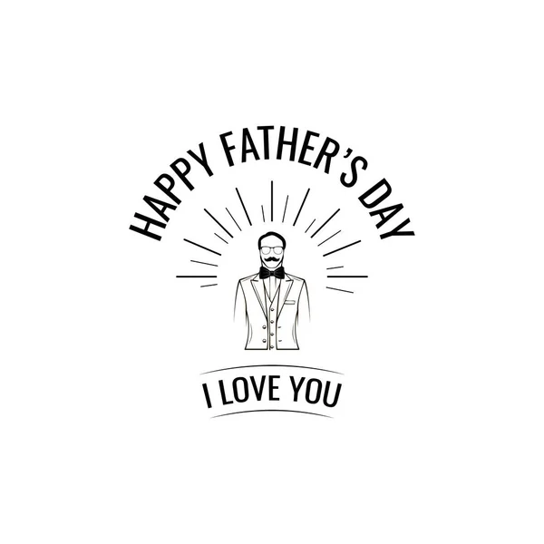 Happy fathers day card design. Man, Bow tie, Suit. I love you text. Men wearing in elegant costome. Dad greeting. Vector.