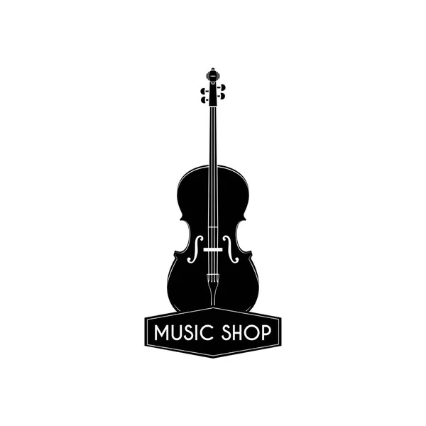 Icono del violín. Insignia de la etiqueta de la tienda de música. Música clásica. Instrumento musical. Vector . — Archivo Imágenes Vectoriales
