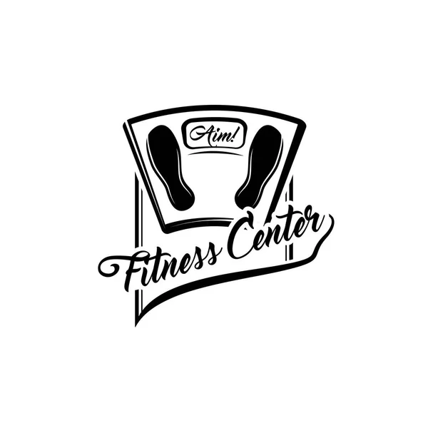 Balance salle de bains. Emblème du logo du centre de fitness. Perte de poids motivation. Balance de poids. Vecteur . — Image vectorielle