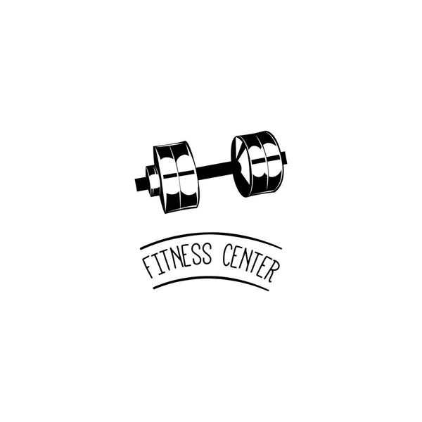 Hantel vikt ikonen. Fitness center emblem logo etikett. Sporten tecken. Vektor. — Stock vektor