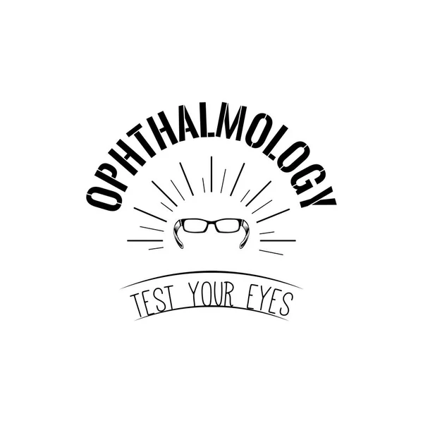 Icono de gafas. Insignia oftalmológica. Prueba el texto de tus ojos. Prueba de visión. Gafas graduadas en vigas. Vector . — Archivo Imágenes Vectoriales