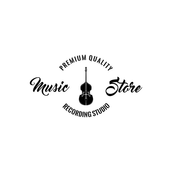 Icono del violín. etiqueta del logotipo de la insignia de la tienda de música. emblema de la tienda de música. Estudio de grabación. Vector . — Vector de stock
