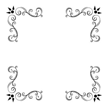 Dekoratif köşeler. Sayfa dekorasyon. Çiçek öğeleri sınırlar. Telkari süslü çerçeve. Düğün davetiyesi, tebrik kartı, sayfa dekorasyon. Vektör.