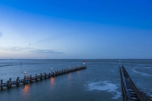 Bela Vista Manhã Nascer Sol Cidade Vlissingen Holanda Vista Das — Fotografia de Stock