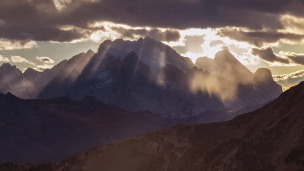 Italien Dolomites Montagnes Nuageux Jour Heure Coup — Photo