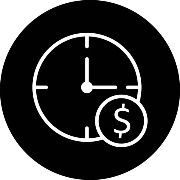 Reloj Dólar Icono Aislado Fondo Abstracto — Vector de stock