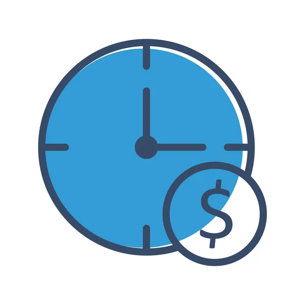 Reloj Dólar Icono Aislado Fondo Abstracto — Vector de stock