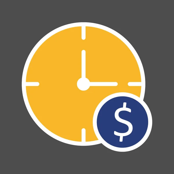 Reloj Dólar Icono Aislado Fondo Abstracto — Vector de stock