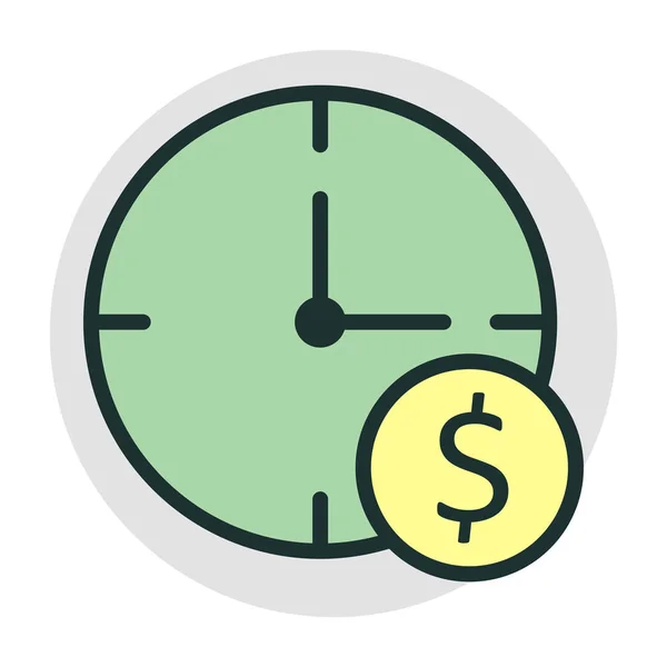 Reloj Dólar Icono Aislado Fondo Abstracto — Vector de stock