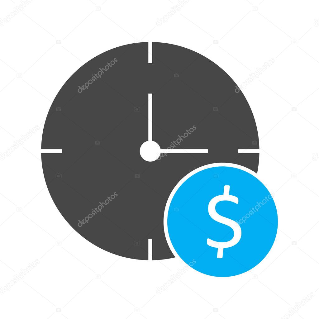 Dollar Clock Icon Isolated On Abstract Backgroun