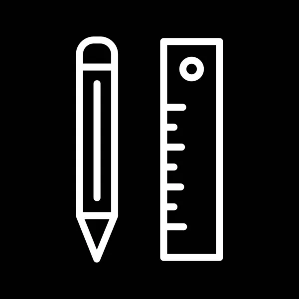 Crayon Icône Règle Isolé Sur Backgroun Abstrait — Image vectorielle