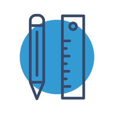 Kalem & cetvel simgesi soyut bir grupta izole edildi