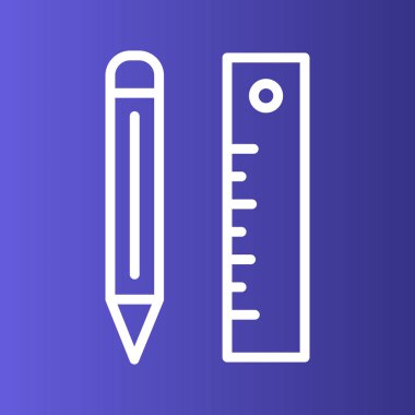 Kalem & cetvel simgesi soyut bir grupta izole edildi
