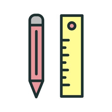 Kalem & cetvel simgesi soyut bir grupta izole edildi