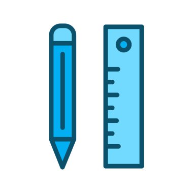 Kalem & cetvel simgesi soyut bir grupta izole edildi