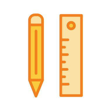 Kalem & cetvel simgesi soyut bir grupta izole edildi