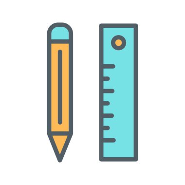 Kalem & cetvel simgesi soyut bir grupta izole edildi