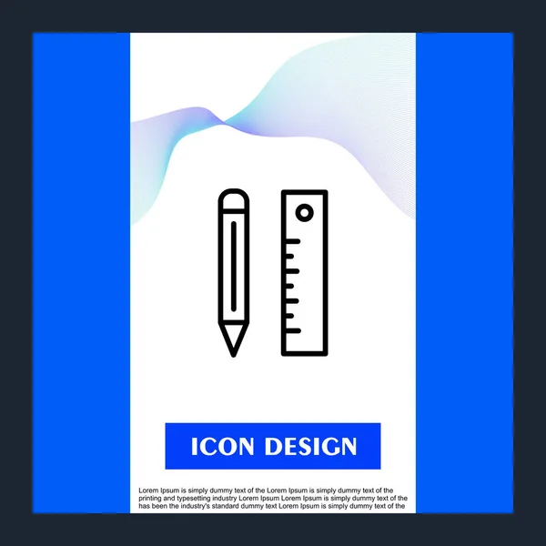 Ikona Tužky Pravítka Izolovaná Abstraktním Pozadí — Stockový vektor