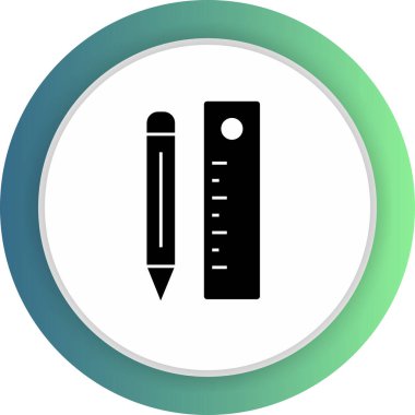 Soyut arkaplanda izole edilmiş kalem & cetvel simgesi