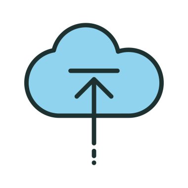 Soyut arkaplanda Bulut Yukarı simgesi izole edildi