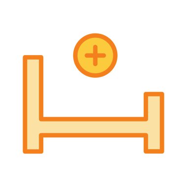 Hastane yatak simgesi soyut arkaplanda izole edildi