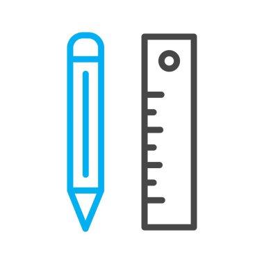 Soyut arkaplanda izole edilmiş kalem & cetvel simgesi