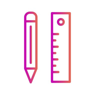 Soyut arkaplanda izole edilmiş kalem & cetvel simgesi