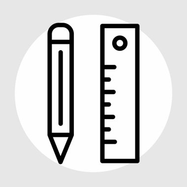 Soyut arkaplanda izole edilmiş kalem & cetvel simgesi