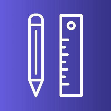 Soyut arkaplanda izole edilmiş kalem & cetvel simgesi