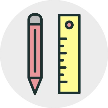 Soyut arkaplanda izole edilmiş kalem & cetvel simgesi