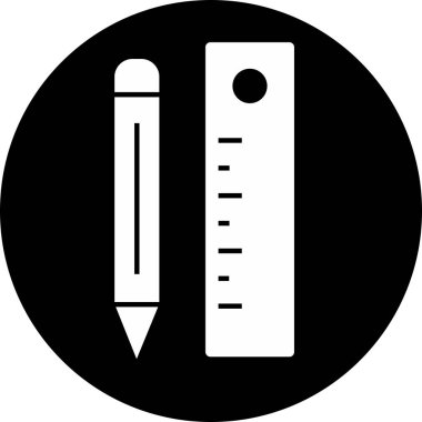 Soyut arkaplanda izole edilmiş kalem & cetvel simgesi