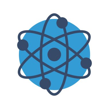 Atom simgesi soyut arkaplanda izole edildi