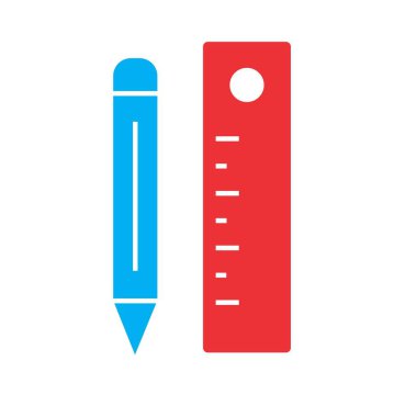 Soyut arkaplanda izole edilmiş kalem & cetvel simgesi