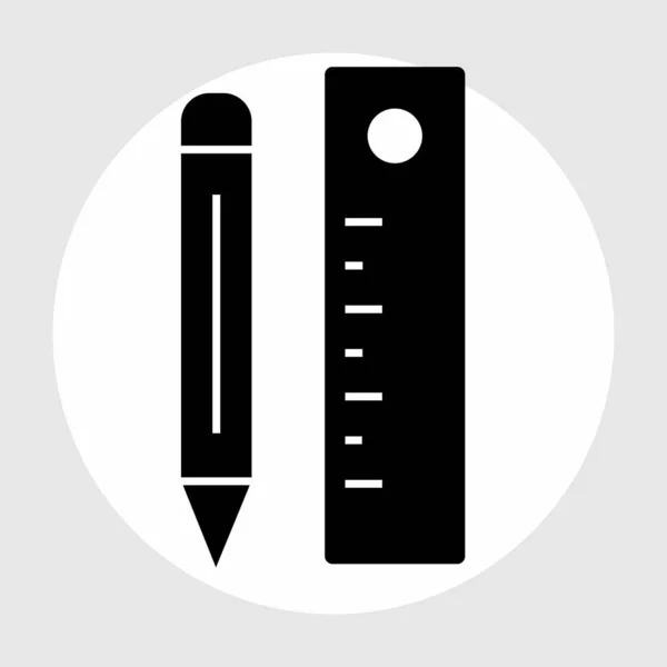 Bleistift & Lineal-Symbol isoliert auf abstraktem Hintergrund — Stockvektor