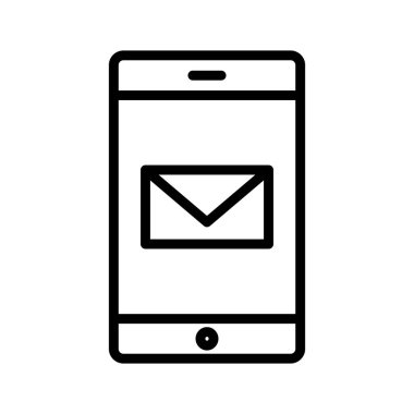  Mobil posta simgesi soyut arkaplanda izole edildi