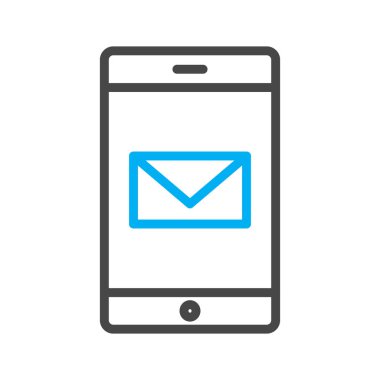  Mobil posta simgesi soyut arkaplanda izole edildi