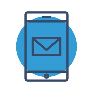  Mobil posta simgesi soyut arkaplanda izole edildi