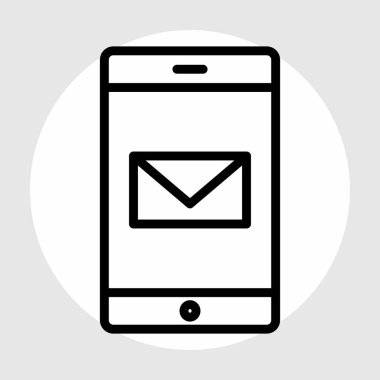  Mobil posta simgesi soyut arkaplanda izole edildi