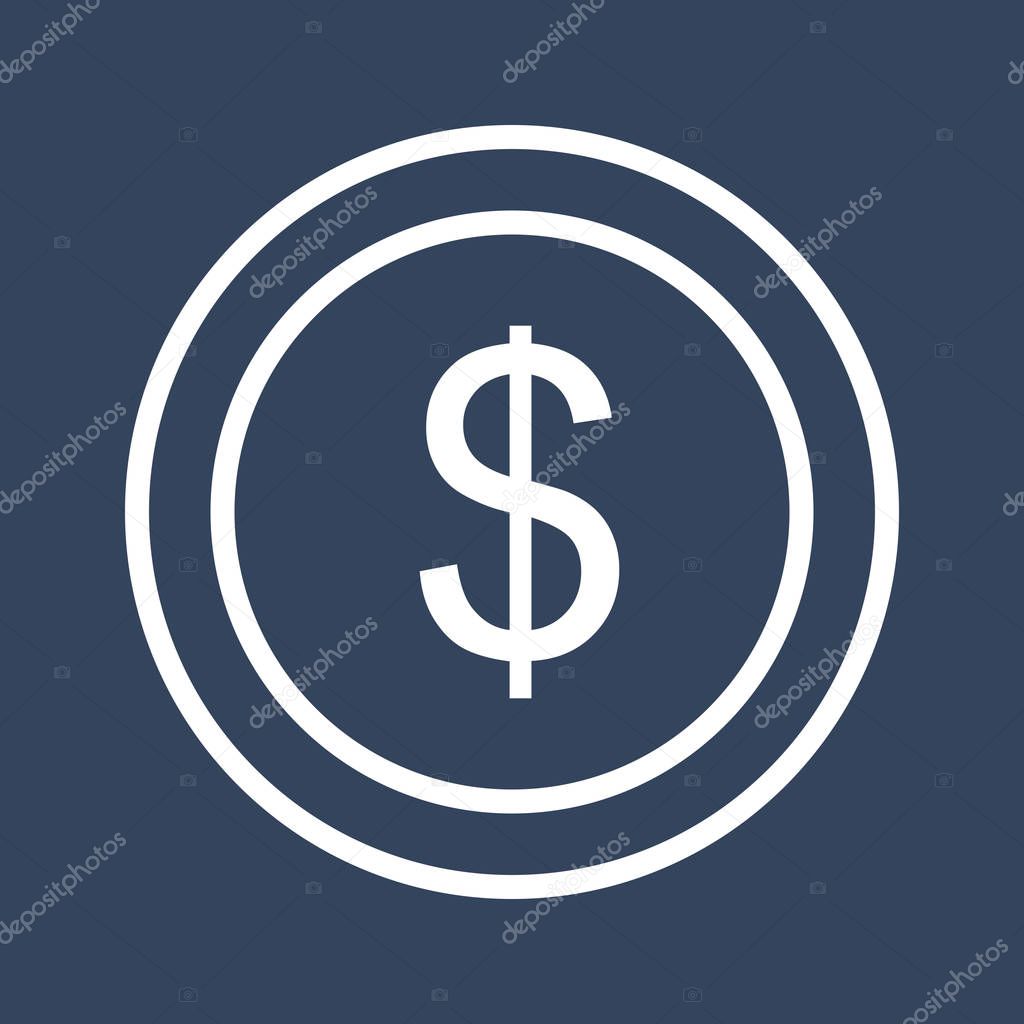 Coin icon isolated on abstract background