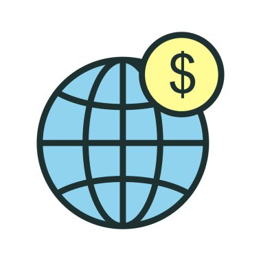 Dünya Para Birimi simgesi soyut arkaplanda izole edildi