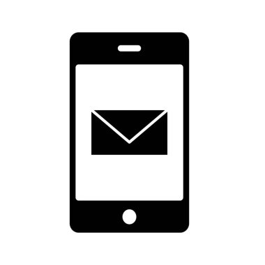  Mobil posta simgesi soyut arkaplanda izole edildi