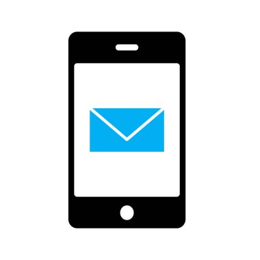  Mobil posta simgesi soyut arkaplanda izole edildi