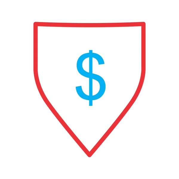 Icône Dollar Shield isolée sur fond abstrait — Image vectorielle